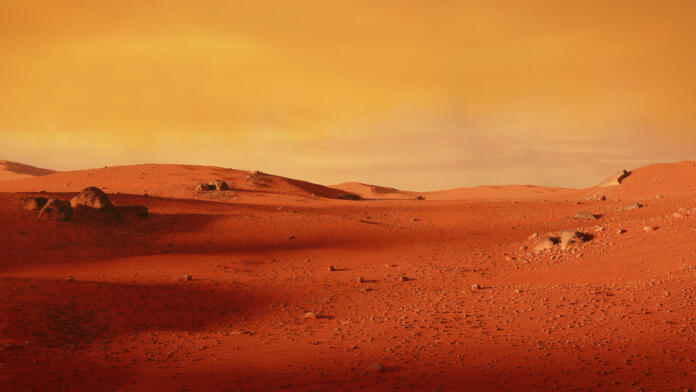 beautiful martian landscape, desert in outer space