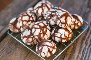 Chocolate Crinkles. Chocolate cookies in powdered sugar.