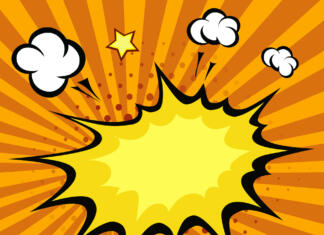 Top 5: spletni stripi Comic book explosion, cartoon bang illustration