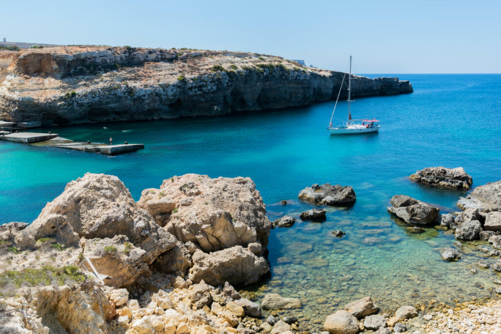 Famous attraction on Malta island. Summer landscape .Malta. Popeye village on a sunny day