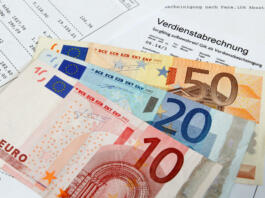 German payroll with euro banknotes