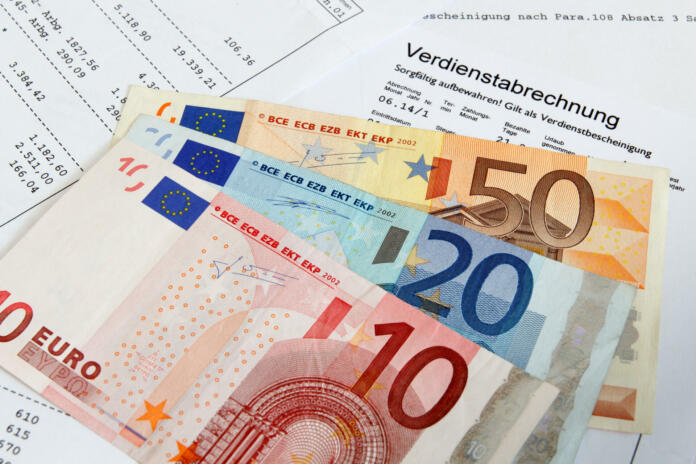 German payroll with euro banknotes