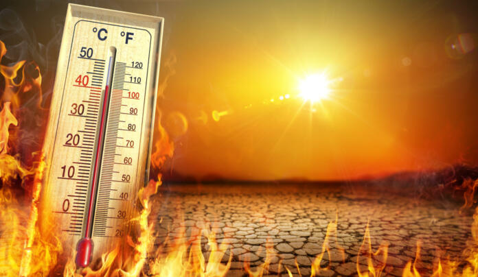 Heat Temperature - Thermometer, Warm Sun And Dry Soil - Extreme Climate - contain 3d Rendering