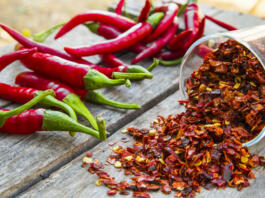 Red chili peppers and flakes