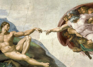 Živel strip! Živela animacija! Rome Italy March 08 creation of Adam by Michelangelo