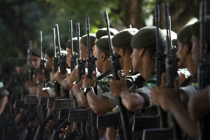 Salvador, Bahia, Brazil - September 07, 2016: Military parade in honor of Brazil's independence in the year 1822. The day is celebrated with parades throughout the territory