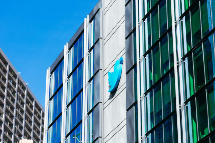 Urban landscape and Twitter campus in downtown San Francisco. Twitter is an American microblogging and social networking service - San Francisco, California, USA - 2020