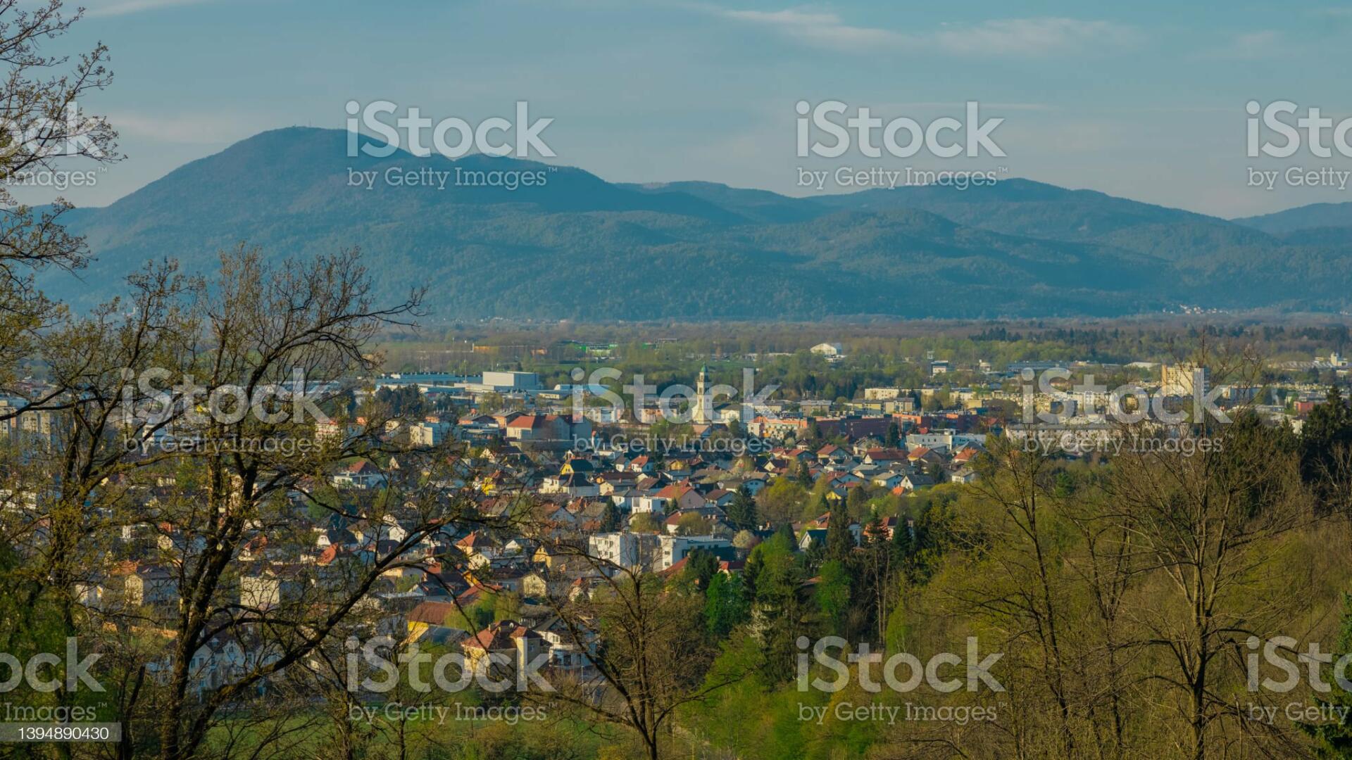 View of Vic and Rozna dolina from Roznik hill above Ljubljana. Krim mountain and barje in the background.