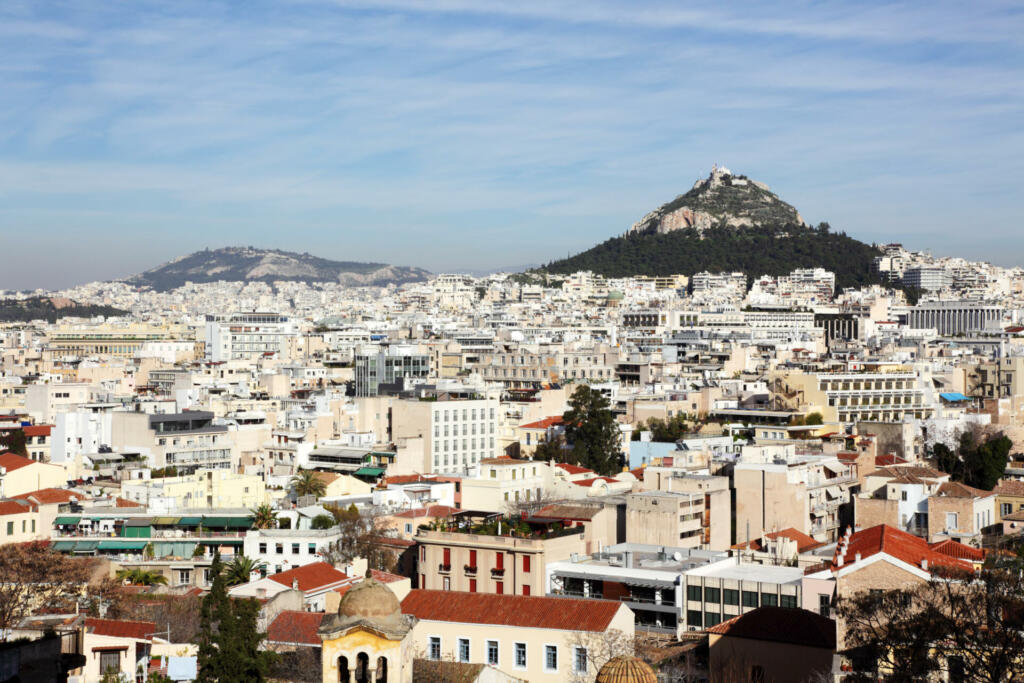 View on Athenes, houses and Lycabettus Hill