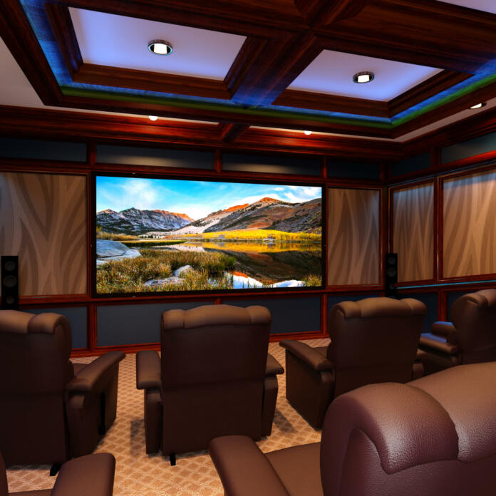 3D rendering of a home theater interior