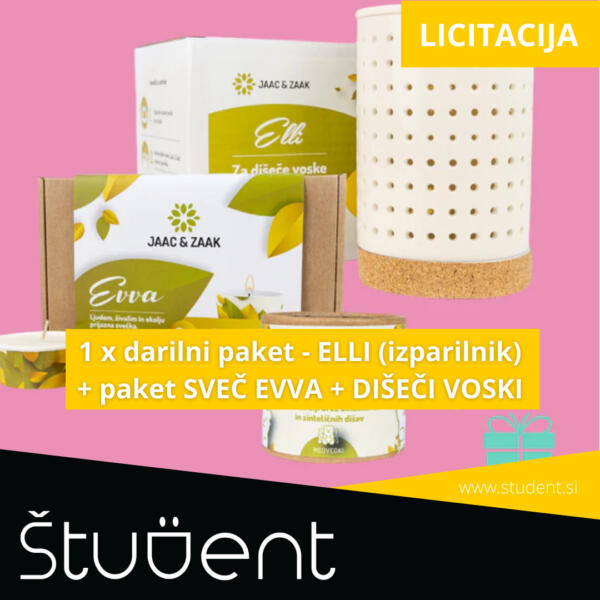 1 x darilni paket – ELLI (izparilnik) + paket sveč EVVA + dišeči voski