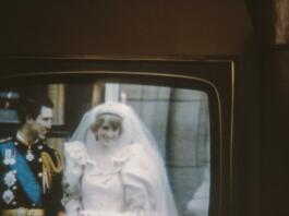 Marriage of Prince Charles to Diana Spencer, a 1980s 35mm film slide photo - back when people took photos of their TV!