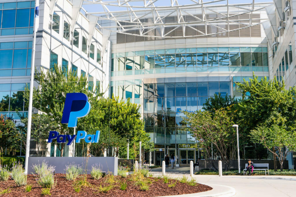 September 3, 2019 San Jose / CA / USA - PayPal headquarters in Silicon Valley; PayPal Holdings Inc. is an American company operating a worldwide online payments system