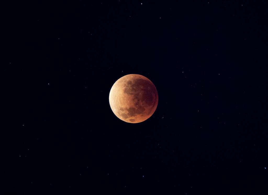 The moon in eclipse on Sunday night from Brazil