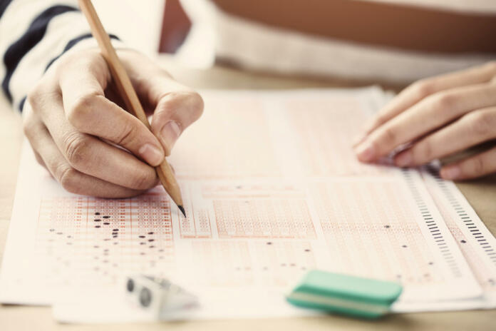 Young female student in examination