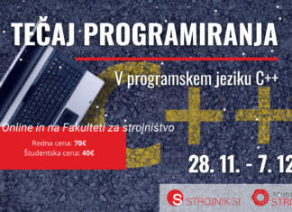 Osnovni tečaj programiranja v C++ / 28.11. – 7.12. / Online in v živo