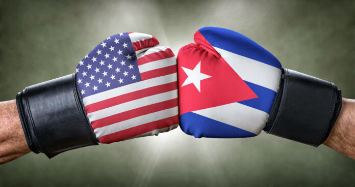 A boxing match between the USA and Cuba