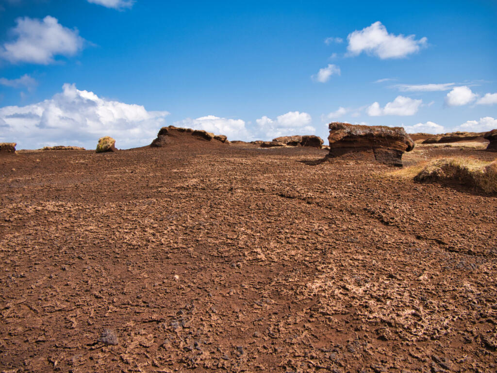 Peat erosion on the Ward of Bressay, Shetland, UK - taken on a sunny day in spring