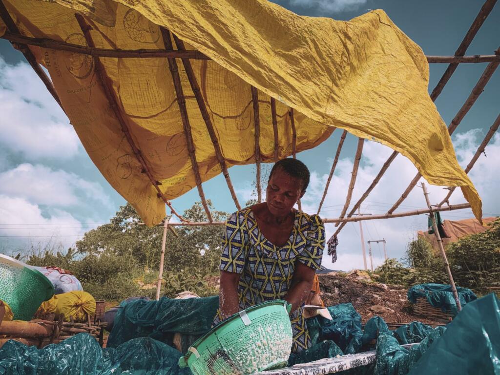 Photo of woman holding tray