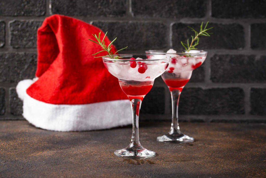 Cranberry margarita cocktail. Festive Christmas or New Year drink