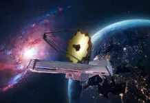 Skrivnosti objekti v vesolju, ki jih je razkril teleskop James Webb JWST in outer space. James Webb telescope far galaxy explore. Sci-fi space collage. Astronomy science. Elemets of this image furnished by NASA (url: https://eoimages.gsfc.nasa.gov/images/imagerecords/79000/79765/dnb_land_ocean_ice.2012.3600x1800.jpg https://www.nasa.gov/sites/default/files/styles/full_width_feature/public/thumbnails/image/755409main_webb.jpg)