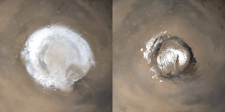 Severni in južni pol Marsa.