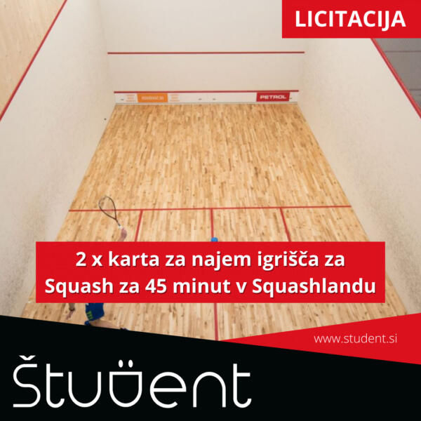 2 x karta za najem igrišča za Squash za 45 minut v Squashlandu