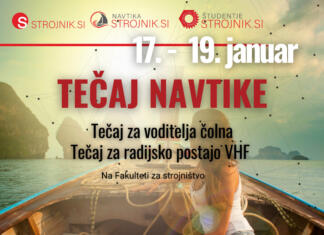 Tečaj za voditelja čolna in radijsko postajo VHF | 17.1. – 19.1. | Ljubljana
