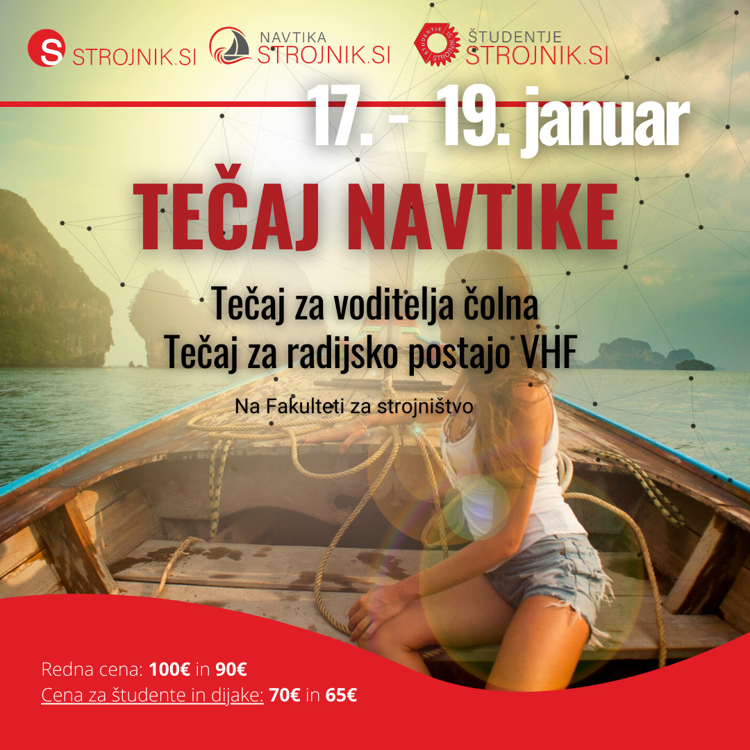 Tečaj za voditelja čolna in radijsko postajo VHF | 17.1. - 19.1. | Ljubljana
