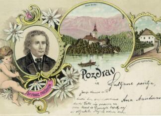 Reklo se je, da je Prešeren pijanec, zapravljivec in — babjek! Razglednica s Prešernovo podobo in Vrbo z začetka 20. stoletja