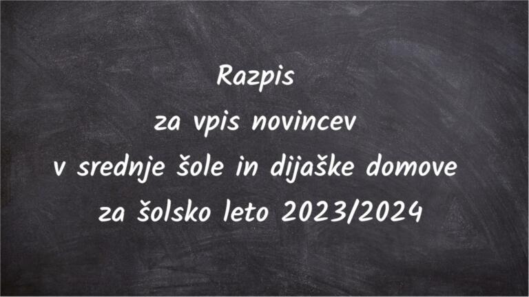Razpis za vpis v srednje šole in dijaške domove je objavljen