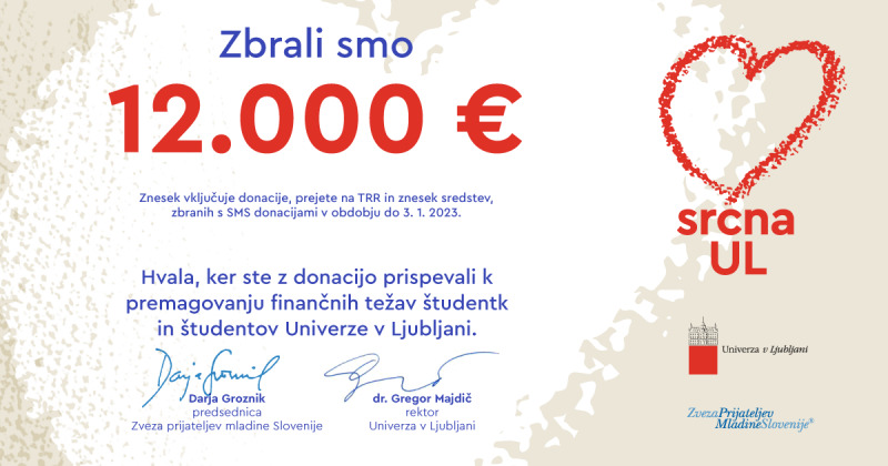 Srčna UL je humanitarna akcija, ki je zbrala 12 tisoč evrov za študentke in študente v stiski