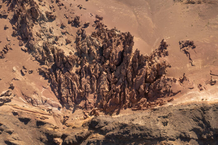 Arid desert and strange stones. Shot in xinjiang, China.