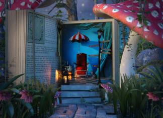 Študent priporoča: top knjige za ljubitelje fantazije založbe Morfem Fantasy open book in the jungle with giant mushrooms, 3d render.