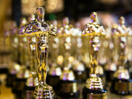 Hollywood, CA/ USA - July 26, 2018: Oscar golden award in a souvenir store on Hollywood Boulevard. Success and victory concept