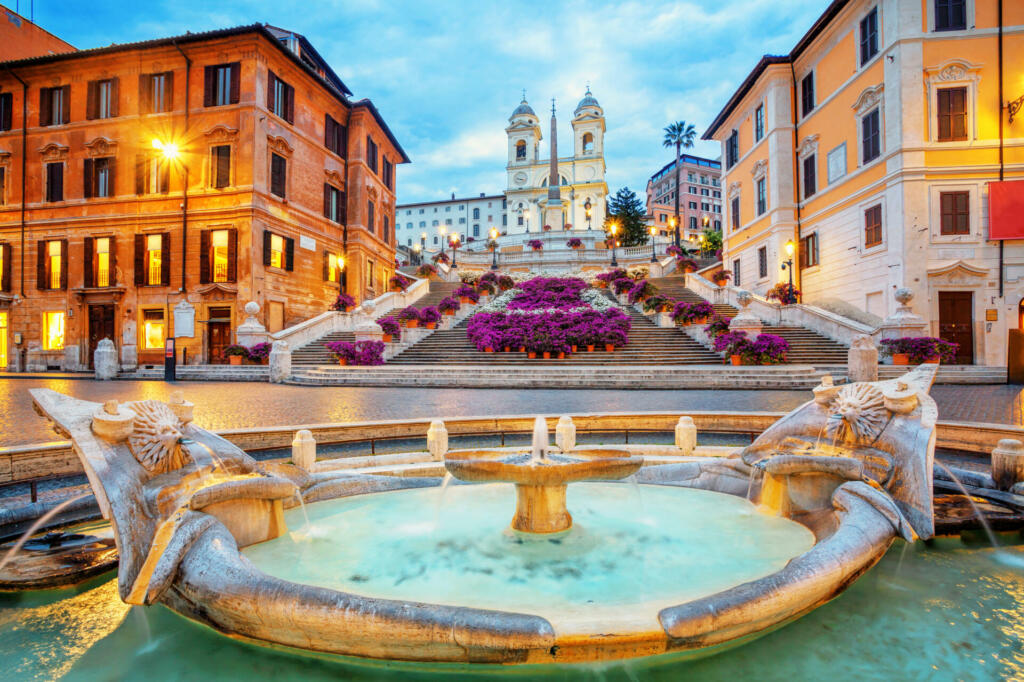 Piazza de Spagna in Rome, italy. Spanish steps in the morning. Rome architecture and landmark.