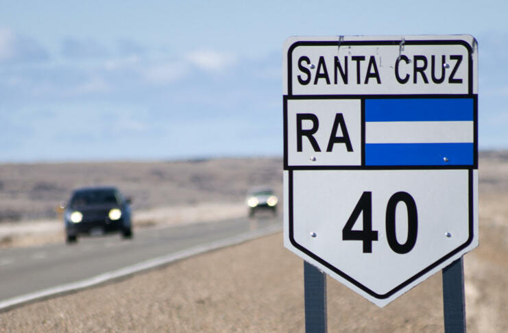 Route 40 sign in Santa CruzThis tourist route runs parallel to the Andes mountain range. The route that covers 5194 km, begins in Santa Cruz, crosses 21 national parks, 18 important rivers, climbs almost 5000 mt in the Acay pass in Salta, making it the highest route in America, and also the highest in the world. outside the Himalayas
