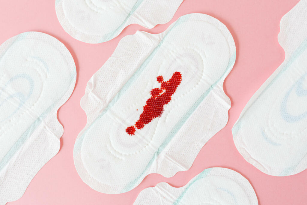 Sanitary napkins with bloodstained