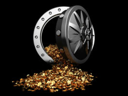 3d illustration of vault door and golden coins