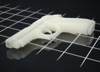 Orožje, narejeno s 3D tiskalnikom, je vse bolj razširjeno 3d printed gun pistol manufactured using FLM and SLA processes 3d illustration