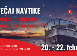 Tečaj za voditelja čolna in VHF GMDSS | Šolski center Kranj | 20. – 22. februar