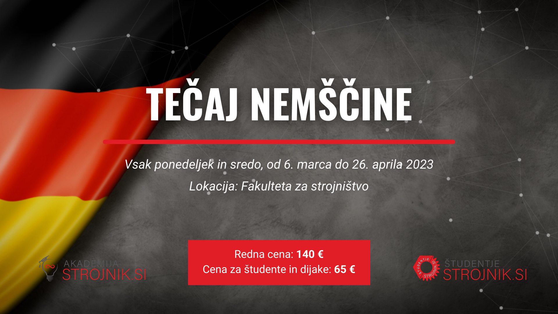 Osnovni tečaj nemščine | 6. 3. - 26. 4. 2023 | Ljubljana