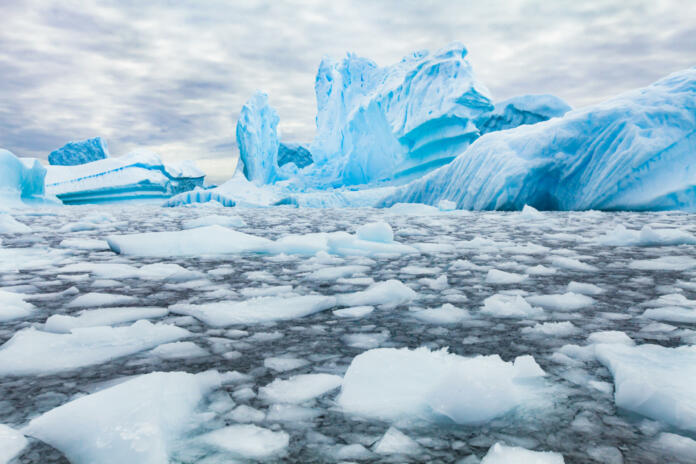 Antarctica beautiful landscape, blue icebergs, nature wilderness