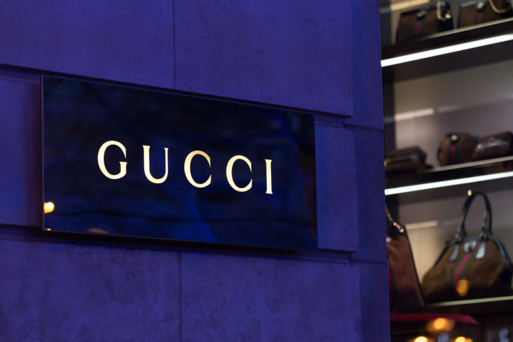 brussels, brussels/belgium - 13 12 18: gucci store sign in brussels belgium