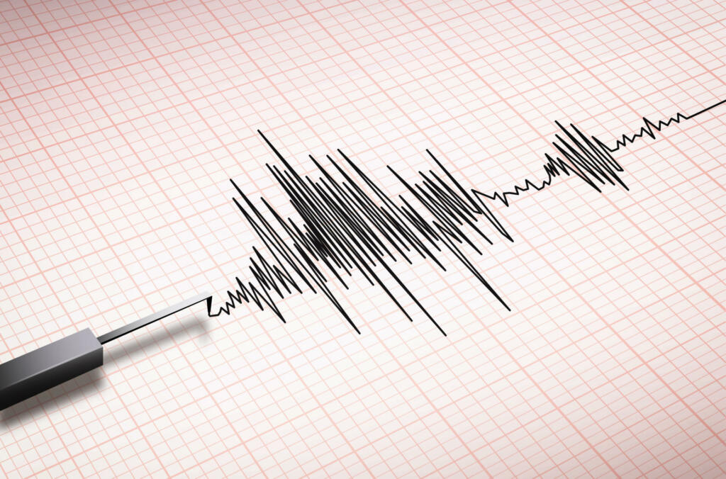 Closeup of a seismograph machine earthquake