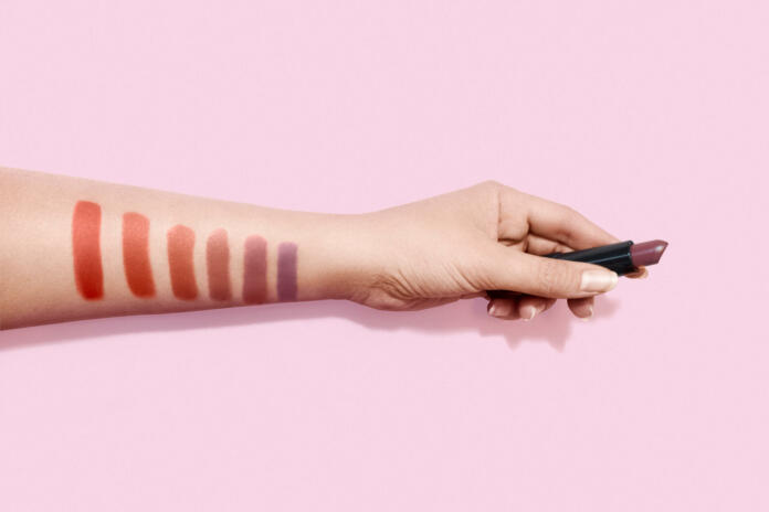 Color Swatch, Hand, Lipstick, Background