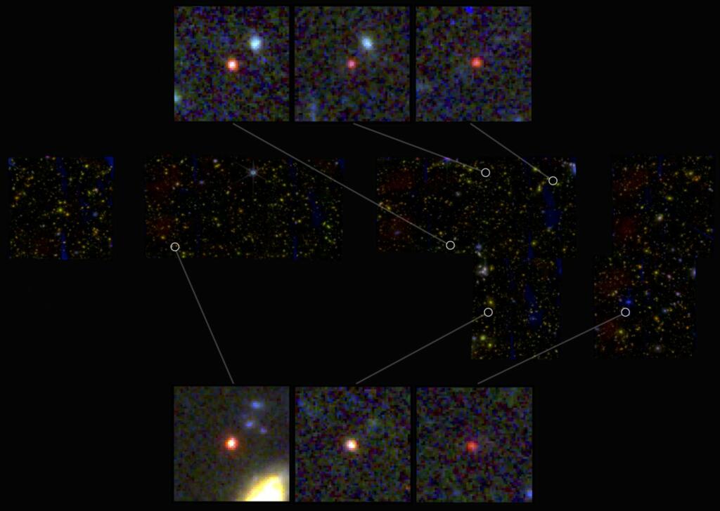 Nejasne rdeče pike, ki jih je zbral Nasin vesoljski teleskop James Webb