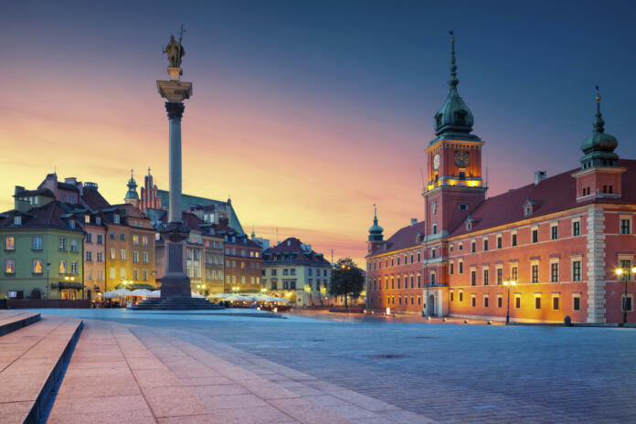Image of Old Town Warsaw, Poland during sunset.