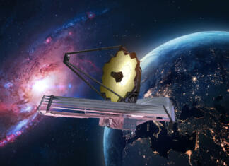 Nasin vesoljski teleskop James Webb odkril objekte, ki ne bi smeli obstajati JWST in outer space. James Webb telescope far galaxy explore. Sci-fi space collage. Astronomy science. Elemets of this image furnished by NASA (url: https://eoimages.gsfc.nasa.gov/images/imagerecords/79000/79765/dnb_land_ocean_ice.2012.3600x1800.jpg https://www.nasa.gov/sites/default/files/styles/full_width_feature/public/thumbnails/image/755409main_webb.jpg)