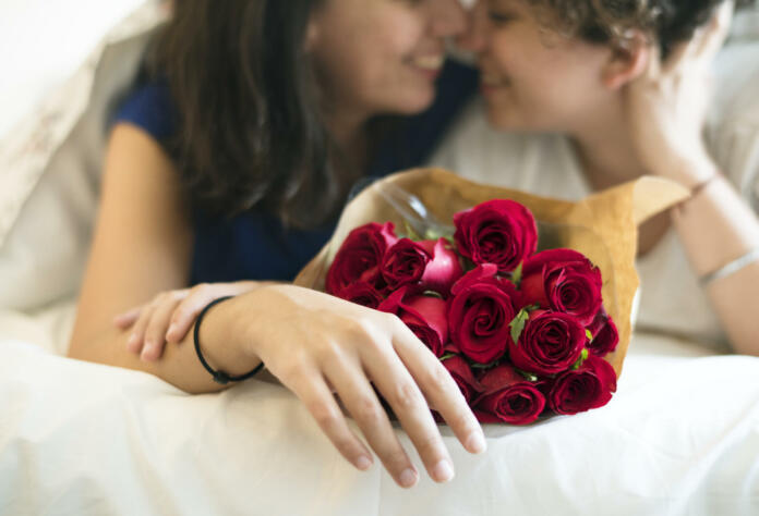 Lesbian couple lifestyle on the bed